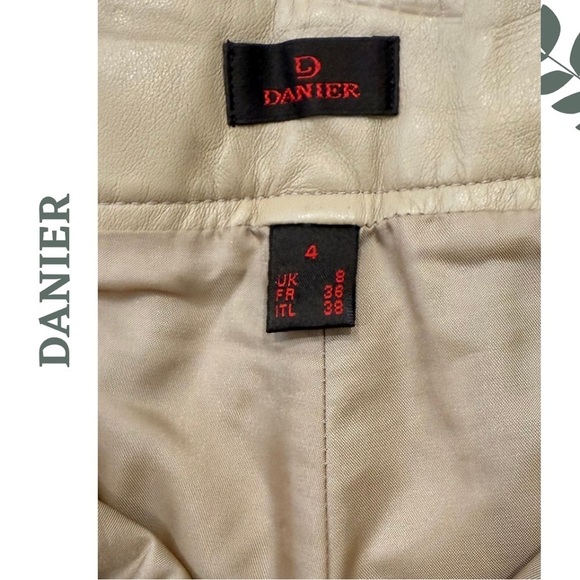 Danier Genuine Leather Pants – Beige – Lined Straight Leg Size 4 - Picture 7 of 8